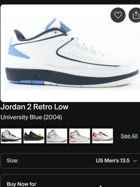 NWT, Air Jordan 2 Retro Low White/bluenavy Sneaker